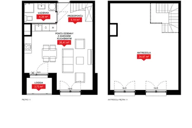 Rzut - Mieszkanie na sprzedaż 1 pokój o powierzchni 70,66 m² - numer A2 362 w 29L