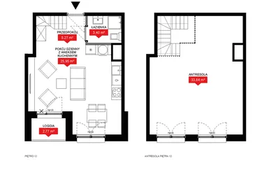 Rzut - Mieszkanie na sprzedaż 1 pokój o powierzchni 68,38 m² - numer A1 152 w 29L