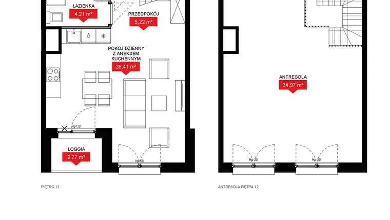 Rzut - Mieszkanie na sprzedaż 1 pokój o powierzchni 70,66 m² - numer A2 374 w 29L
