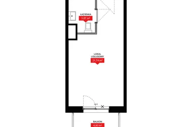 Rzut - Mieszkanie na sprzedaż 1 pokój o powierzchni 25,43 m² - numer A2 226LU w 29L - Apartamenty inwestycyjne