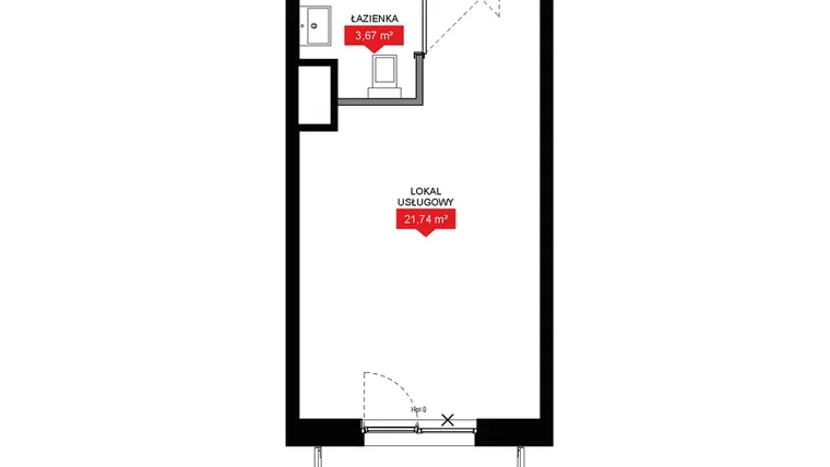 Rzut - Mieszkanie na sprzedaż 1 pokój o powierzchni 25,43 m² - numer A2 226LU w 29L - Apartamenty inwestycyjne