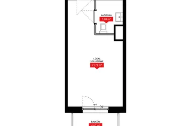 Rzut - Mieszkanie na sprzedaż 1 pokój o powierzchni 25,49 m² - numer A1 052LU w 29L - Apartamenty inwestycyjne