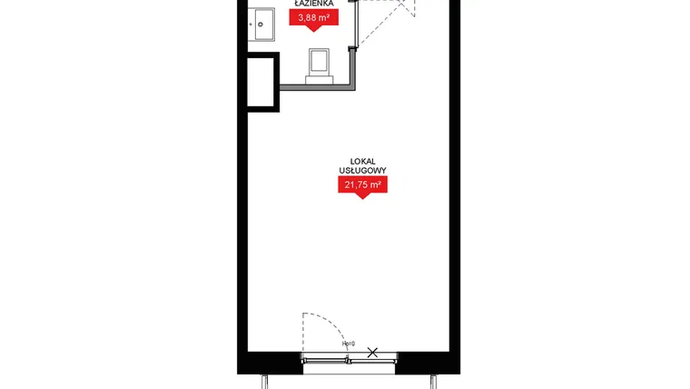 Rzut - Mieszkanie na sprzedaż 1 pokój o powierzchni 25,65 m² - numer A1 054LU w 29L - Apartamenty inwestycyjne