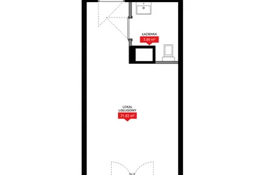 Rzut - Mieszkanie na sprzedaż 1 pokój o powierzchni 25,53 m² - numer A2 308LU w 29L - Apartamenty inwestycyjne