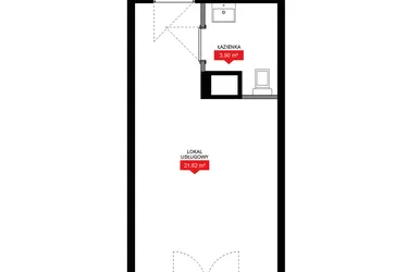 Rzut - Mieszkanie na sprzedaż 1 pokój o powierzchni 25,52 m² - numer A1 109LU w 29L - Apartamenty inwestycyjne
