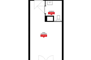 Rzut - Mieszkanie na sprzedaż 1 pokój o powierzchni 25,52 m² - numer A1 106LU w 29L - Apartamenty inwestycyjne