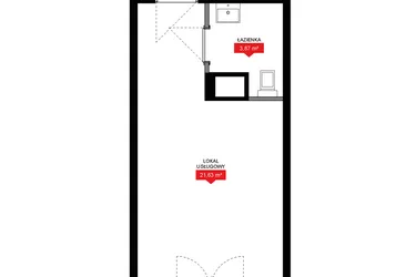 Rzut - Mieszkanie na sprzedaż 1 pokój o powierzchni 25,53 m² - numer A2 311LU w 29L - Apartamenty inwestycyjne