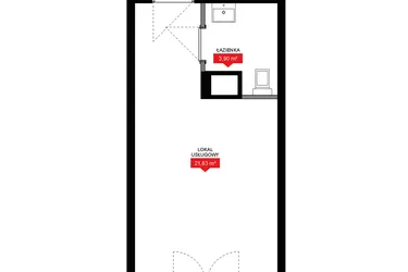 Rzut - Mieszkanie na sprzedaż 1 pokój o powierzchni 25,53 m² - numer A1 103LU w 29L - Apartamenty inwestycyjne