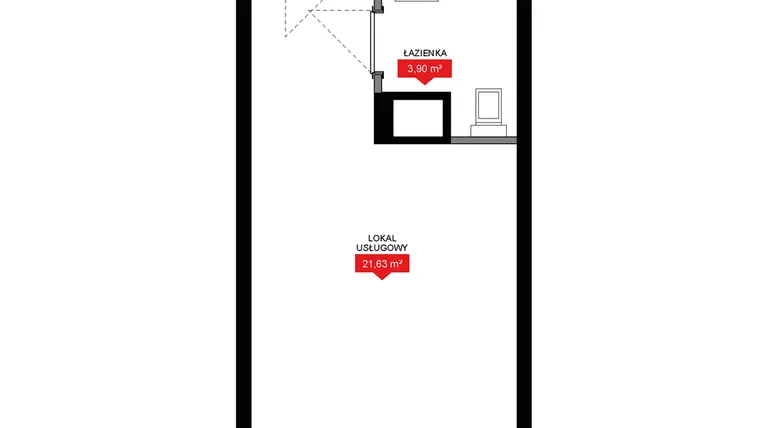 Rzut - Mieszkanie na sprzedaż 1 pokój o powierzchni 25,53 m² - numer A1 103LU w 29L - Apartamenty inwestycyjne