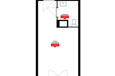 Rzut - Mieszkanie na sprzedaż 1 pokój o powierzchni 25,53 m² - numer A2 302LU w 29L - Apartamenty inwestycyjne