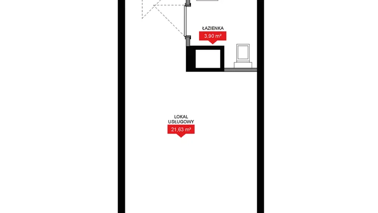 Rzut - Mieszkanie na sprzedaż 1 pokój o powierzchni 25,53 m² - numer A2 302LU w 29L - Apartamenty inwestycyjne