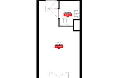 Rzut - Mieszkanie na sprzedaż 1 pokój o powierzchni 25,56 m² - numer A2 307LU w 29L - Apartamenty inwestycyjne