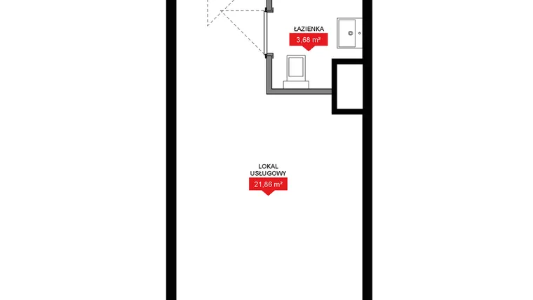 Rzut - Mieszkanie na sprzedaż 1 pokój o powierzchni 25,56 m² - numer A2 307LU w 29L - Apartamenty inwestycyjne