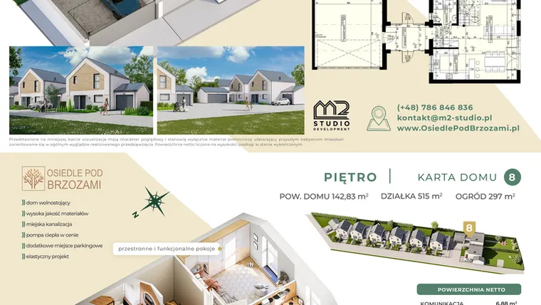 Rzut - Dom na sprzedaż 4 pokoje o powierzchni 142 m² - numer 8 w Osiedle Pod Brzozami etap II