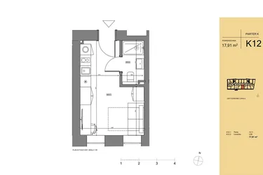 Rzut - Mieszkanie na sprzedaż 1 pokój o powierzchni 18,45 m² - numer K12 w Rezydencja San Petrus