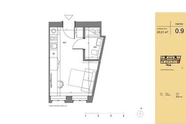 Rzut - Mieszkanie na sprzedaż 1 pokój o powierzchni 20,21 m² - numer 0.9 w Rezydencja San Petrus
