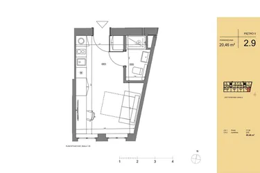 Rzut - Mieszkanie na sprzedaż 1 pokój o powierzchni 20,66 m² - numer 2.9 w Rezydencja San Petrus
