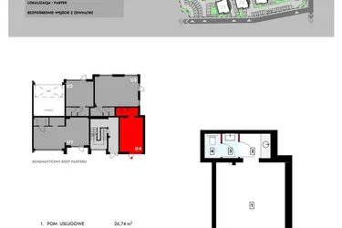Rzut - Lokal użytkowy na sprzedaż 1 pokój o powierzchni 32,47 m² - numer Z6_U4 w Osiedle Malarska etap IV