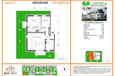 Rzut - Mieszkanie na sprzedaż 4 pokoje o powierzchni 103,69 m² - numer W3/M01/0P w Zielony Brochów 7 - etap A