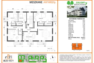 Rzut - Mieszkanie na sprzedaż 5 pokoi o powierzchni 208,97 m² - numer W3/M01/1P w Zielony Brochów 7 - etap A