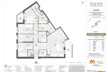 Rzut - Mieszkanie na sprzedaż 5 pokoi o powierzchni 125,19 m² - numer F2.C.04.01 w Sady Żoliborz II