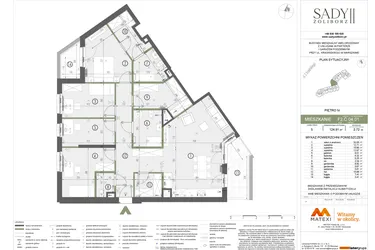 Rzut - Mieszkanie na sprzedaż 5 pokoi o powierzchni 124,91 m² - numer F2.C.04.01 w Sady Żoliborz II