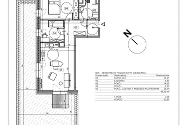 Rzut - Mieszkanie na sprzedaż 3 pokoje o powierzchni 68,39 m² - numer I.M05 w Osiedle Glivia Zachodnia