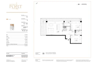 Rzut - Mieszkanie na sprzedaż 3 pokoje o powierzchni 97,21 m² - numer G_5 w Warmiński Port etap V