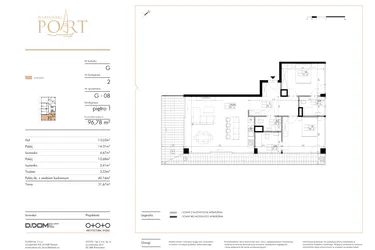 Rzut - Mieszkanie na sprzedaż 3 pokoje o powierzchni 96,78 m² - numer G_8 w Warmiński Port etap V