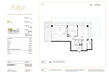 Rzut - Mieszkanie na sprzedaż 3 pokoje o powierzchni 92,17 m² - numer I_6 w Warmiński Port etap V