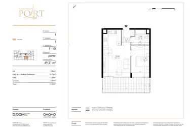 Rzut - Mieszkanie na sprzedaż 2 pokoje o powierzchni 49,31 m² - numer I_10 w Warmiński Port etap V
