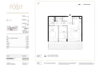 Rzut - Mieszkanie na sprzedaż 3 pokoje o powierzchni 67,45 m² - numer I_17 w Warmiński Port etap V