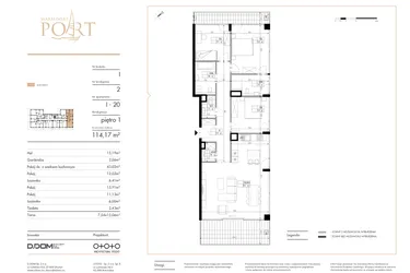 Rzut - Mieszkanie na sprzedaż 4 pokoje o powierzchni 114,17 m² - numer I_20 w Warmiński Port etap V