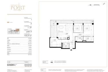 Rzut - Mieszkanie na sprzedaż 3 pokoje o powierzchni 102,57 m² - numer I_27 w Warmiński Port etap V