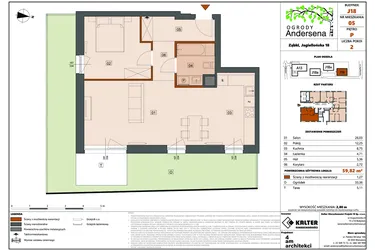 Rzut - Mieszkanie na sprzedaż 2 pokoje o powierzchni 59,82 m² - numer 5D w Ogrody Andersena