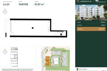 Rzut - Lokal użytkowy na sprzedaż 1 pokój o powierzchni 58,13 m² - numer LU1 w Wierzbowa 20
