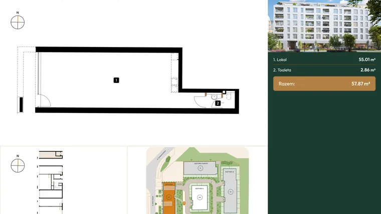 Rzut - Lokal użytkowy na sprzedaż 1 pokój o powierzchni 58,13 m² - numer LU1 w Wierzbowa 20