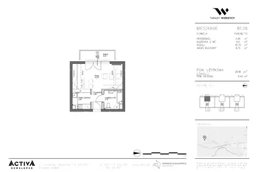 Rzut - Mieszkanie na sprzedaż 1 pokój o powierzchni 28,86 m² - numer B1.08 w Tarasy Wierzycy