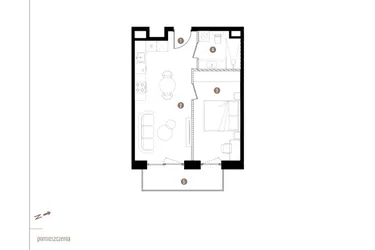 Rzut - Mieszkanie na sprzedaż 2 pokoje o powierzchni 39,11 m² - numer B.1.06 w Apartamenty Grundmanna
