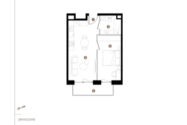 Rzut - Mieszkanie na sprzedaż 2 pokoje o powierzchni 38,93 m² - numer B.2.03 w Apartamenty Grundmanna