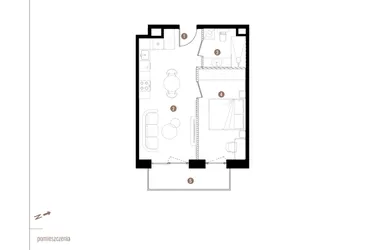Rzut - Mieszkanie na sprzedaż 2 pokoje o powierzchni 39,3 m² - numer B.2.02 w Apartamenty Grundmanna
