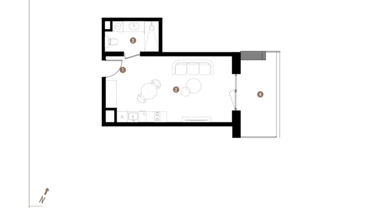 Rzut - Mieszkanie na sprzedaż 1 pokój o powierzchni 30,24 m² - numer A1.0.07 w Apartamenty Grundmanna
