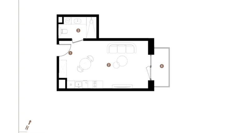 Rzut - Mieszkanie na sprzedaż 1 pokój o powierzchni 30,84 m² - numer A1.1.11 w Apartamenty Grundmanna