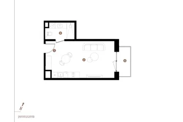 Rzut - Mieszkanie na sprzedaż 1 pokój o powierzchni 30,84 m² - numer A1.1.11 w Apartamenty Grundmanna