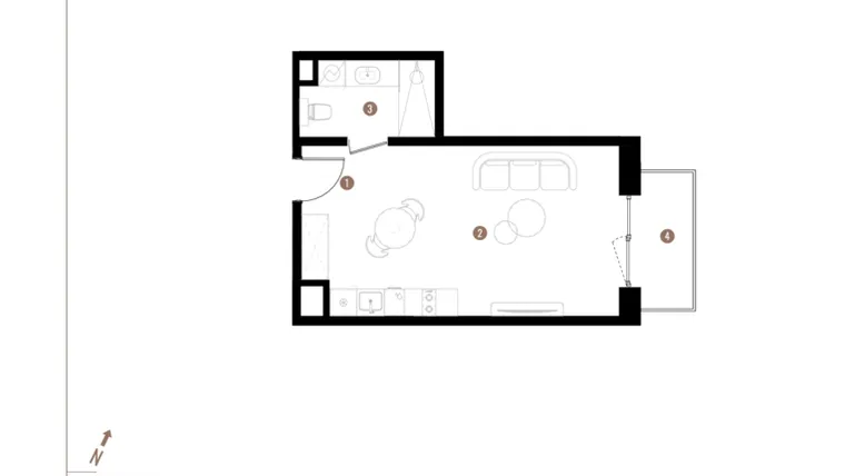Rzut - Mieszkanie na sprzedaż 1 pokój o powierzchni 30,94 m² - numer A1.2.11 w Apartamenty Grundmanna
