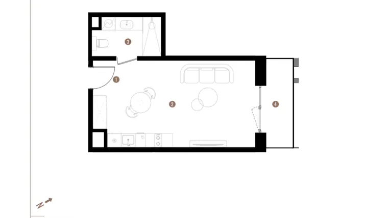 Rzut - Mieszkanie na sprzedaż 1 pokój o powierzchni 30,87 m² - numer A1.6.10 w Apartamenty Grundmanna