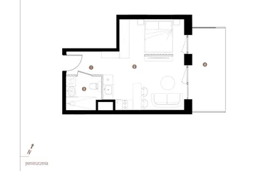Rzut - Mieszkanie na sprzedaż 1 pokój o powierzchni 31,02 m² - numer A2.0.08 w Apartamenty Grundmanna
