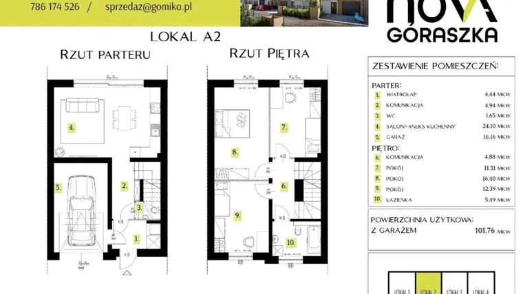 Rzut - Mieszkanie na sprzedaż 5 pokoi o powierzchni 147,9 m² - numer A2 w Nova Góraszka
