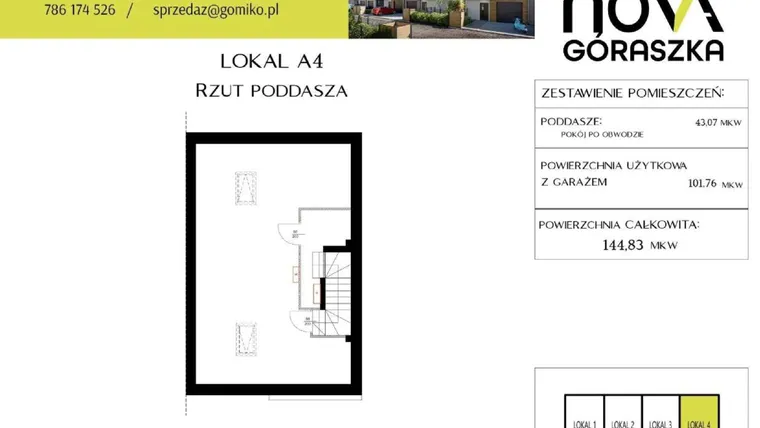 Rzut - Mieszkanie na sprzedaż 5 pokoi o powierzchni 147,95 m² - numer A4 w Nova Góraszka