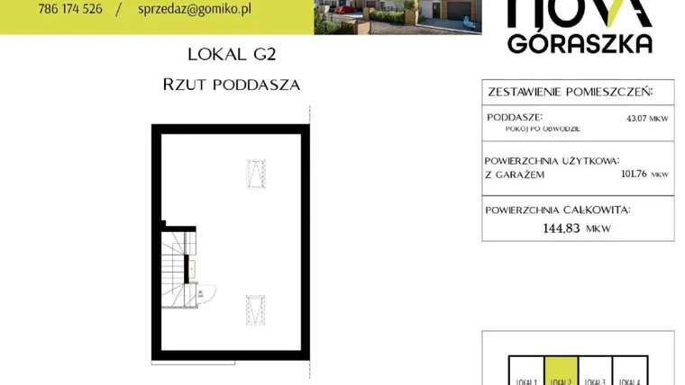Rzut - Mieszkanie na sprzedaż 5 pokoi o powierzchni 147,9 m² - numer G2 w Nova Góraszka